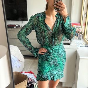 Snack print green Ba&sh dress